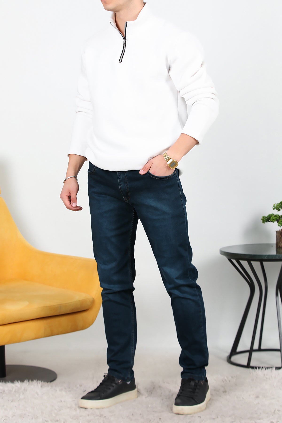 Erkek Slim Likralı Kot Pantolon  Lacivert