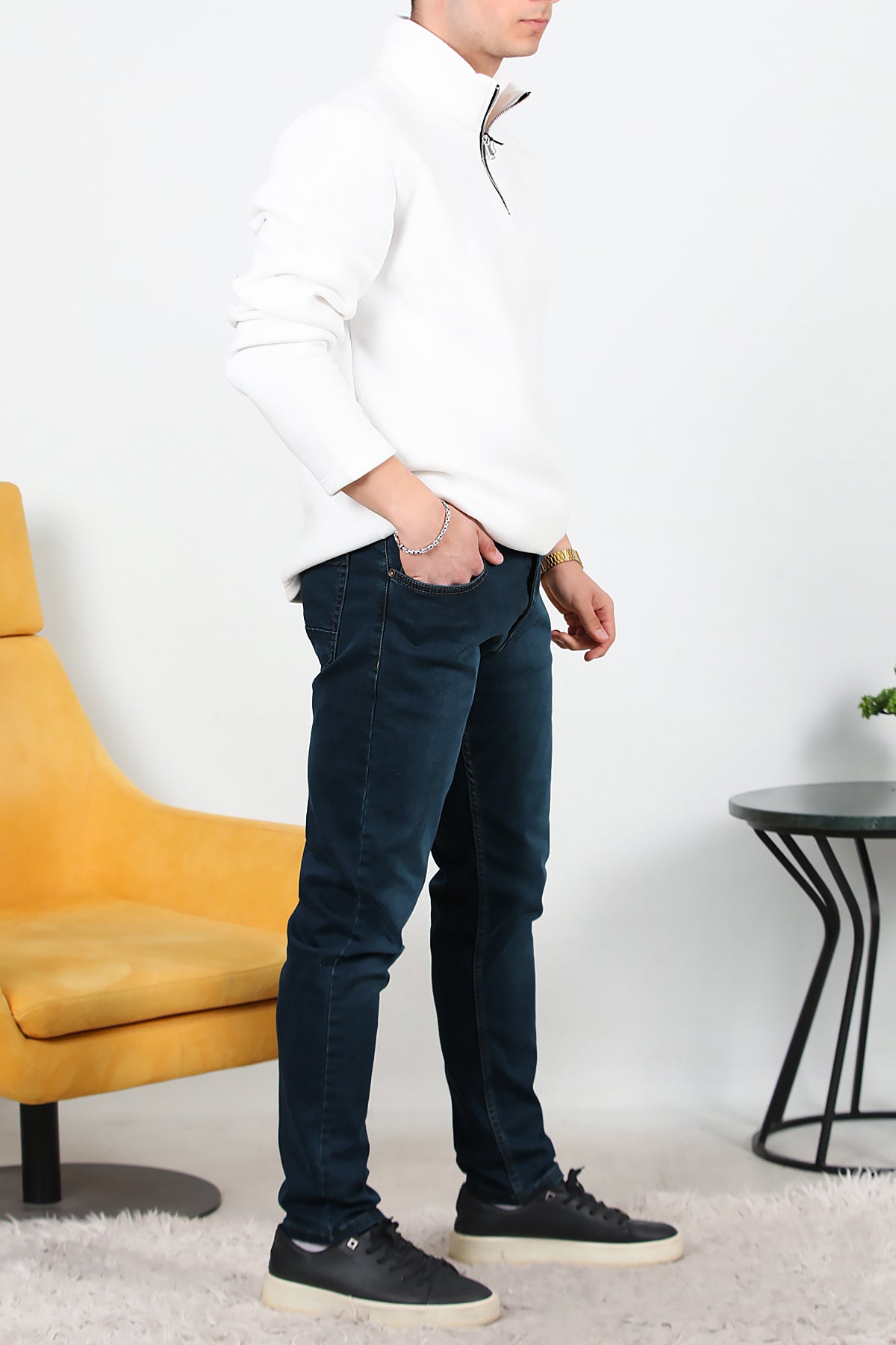 Erkek Slim Likralı Kot Pantolon  Lacivert