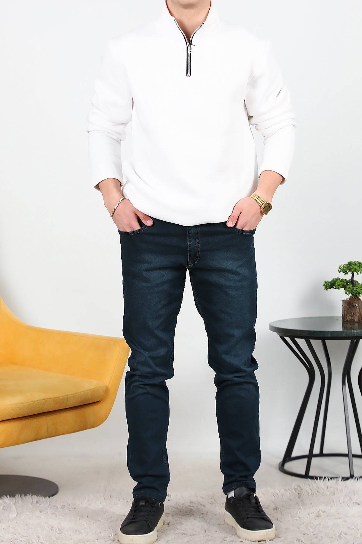 Erkek Slim Likralı Kot Pantolon  Lacivert