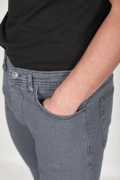 Erkek Tırnaklı Kot Pantolon Gri