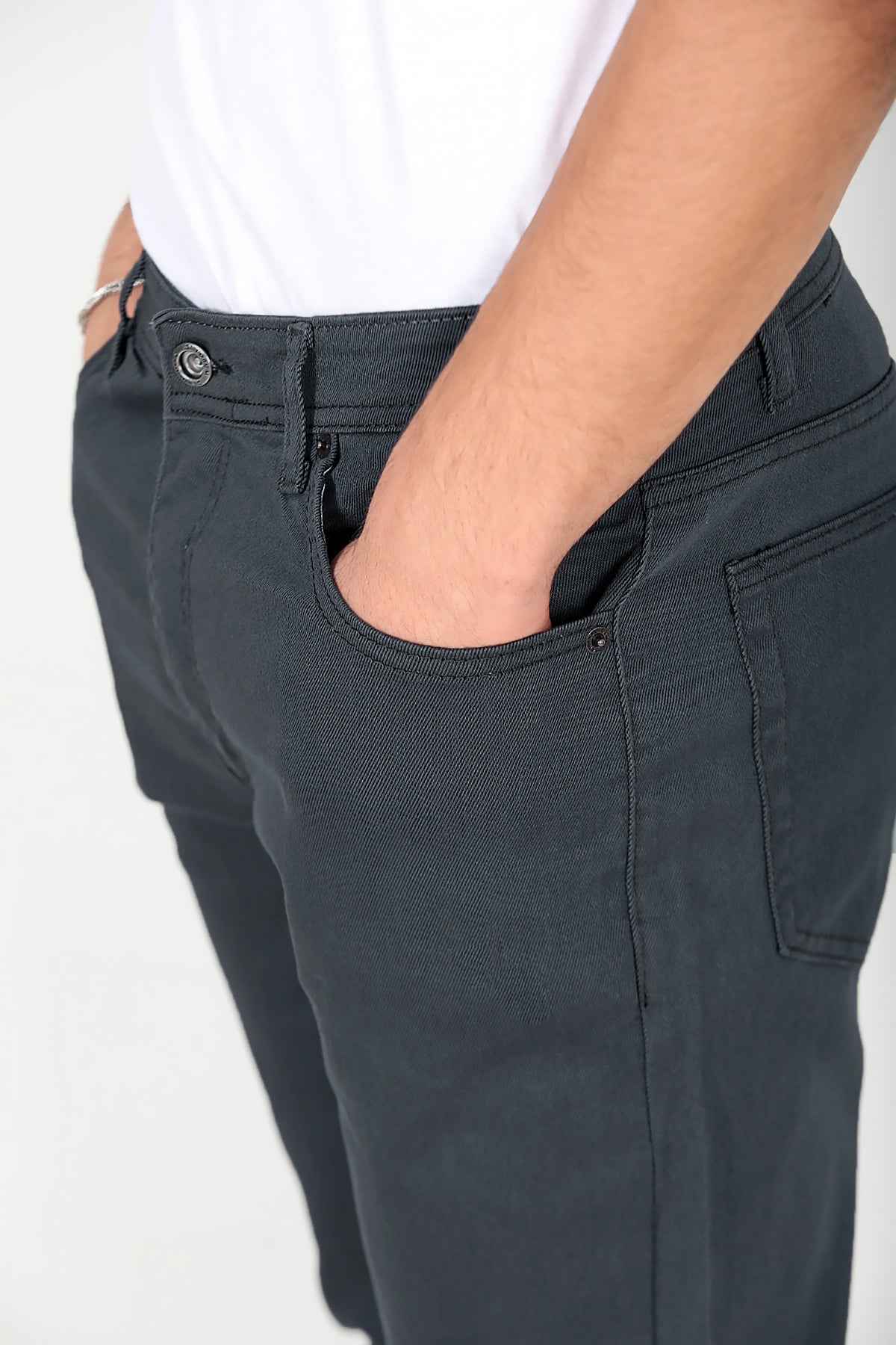 Erkek Boru Paça Kot Pantolon Füme