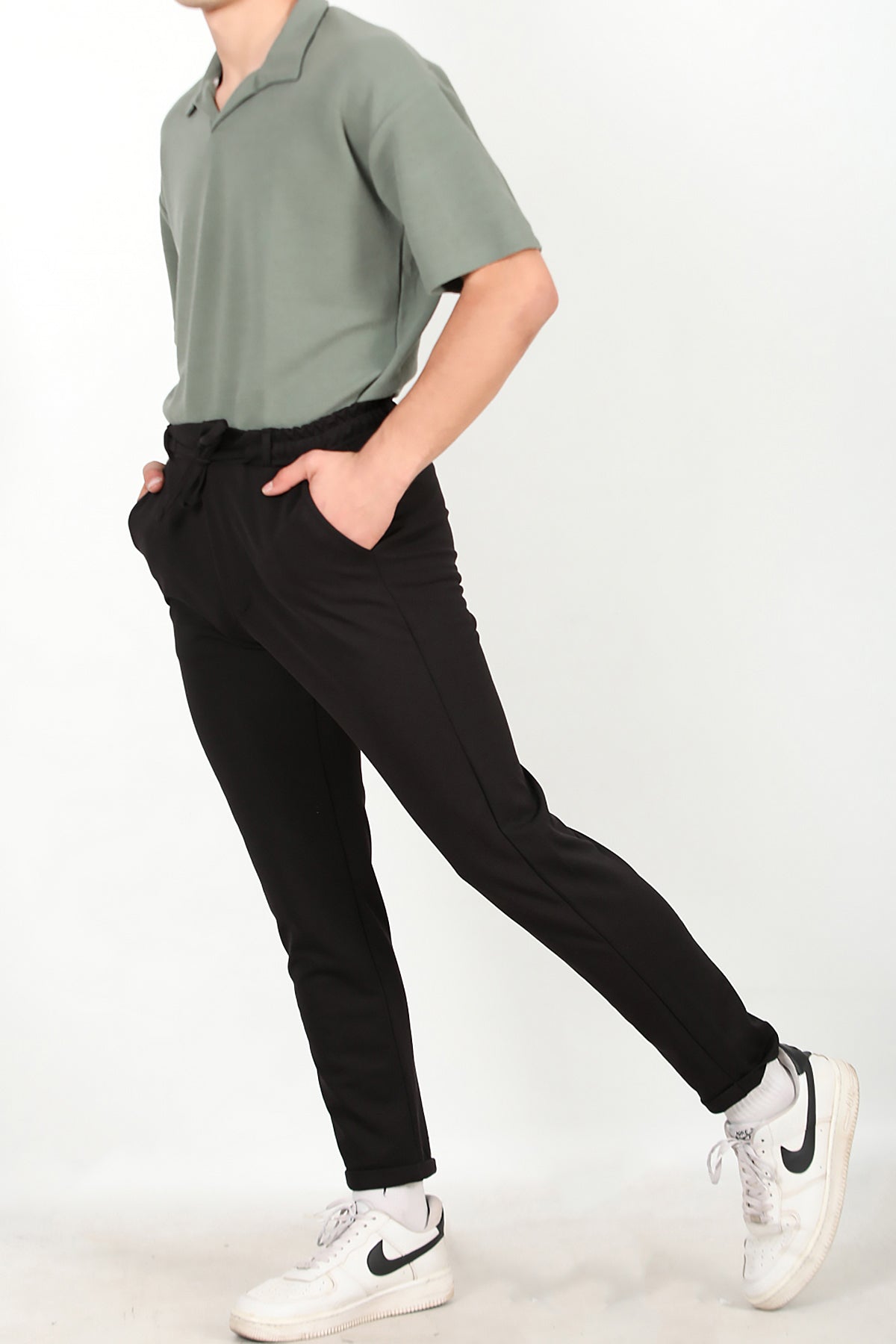 Erkek Duble Paça Jogger Pantolon Siyah