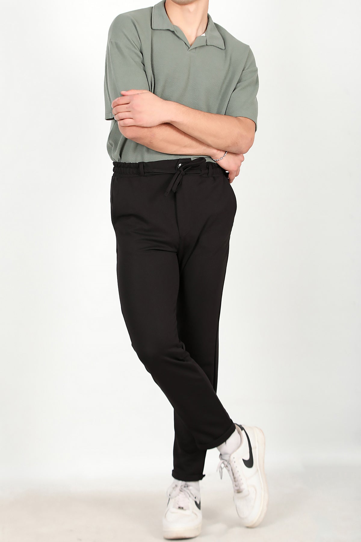 Erkek Duble Paça Jogger Pantolon Siyah