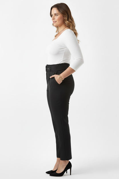 Curvypant Büyük Beden Kemerli Pantolon Siyah