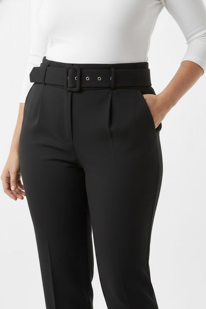 Curvypant Büyük Beden Kemerli Pantolon Siyah