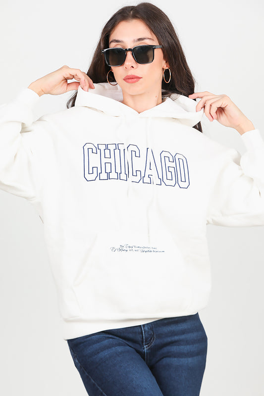 Kadın Kapüşonlu Sweat  Beyaz