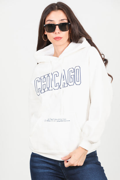 Kadın Kapüşonlu Sweat  Beyaz