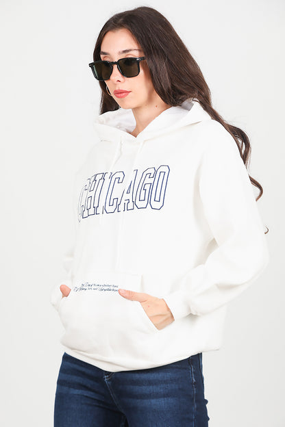 Kadın Kapüşonlu Sweat  Beyaz