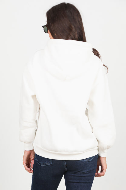 Kadın Kapüşonlu Sweat  Beyaz