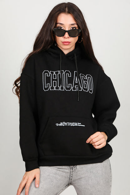 Kadın Kapüşonlu Sweat Siyah