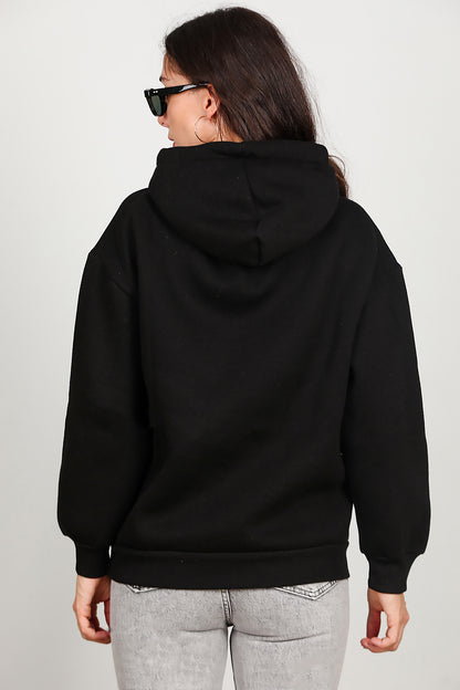 Kadın Kapüşonlu Sweat Siyah