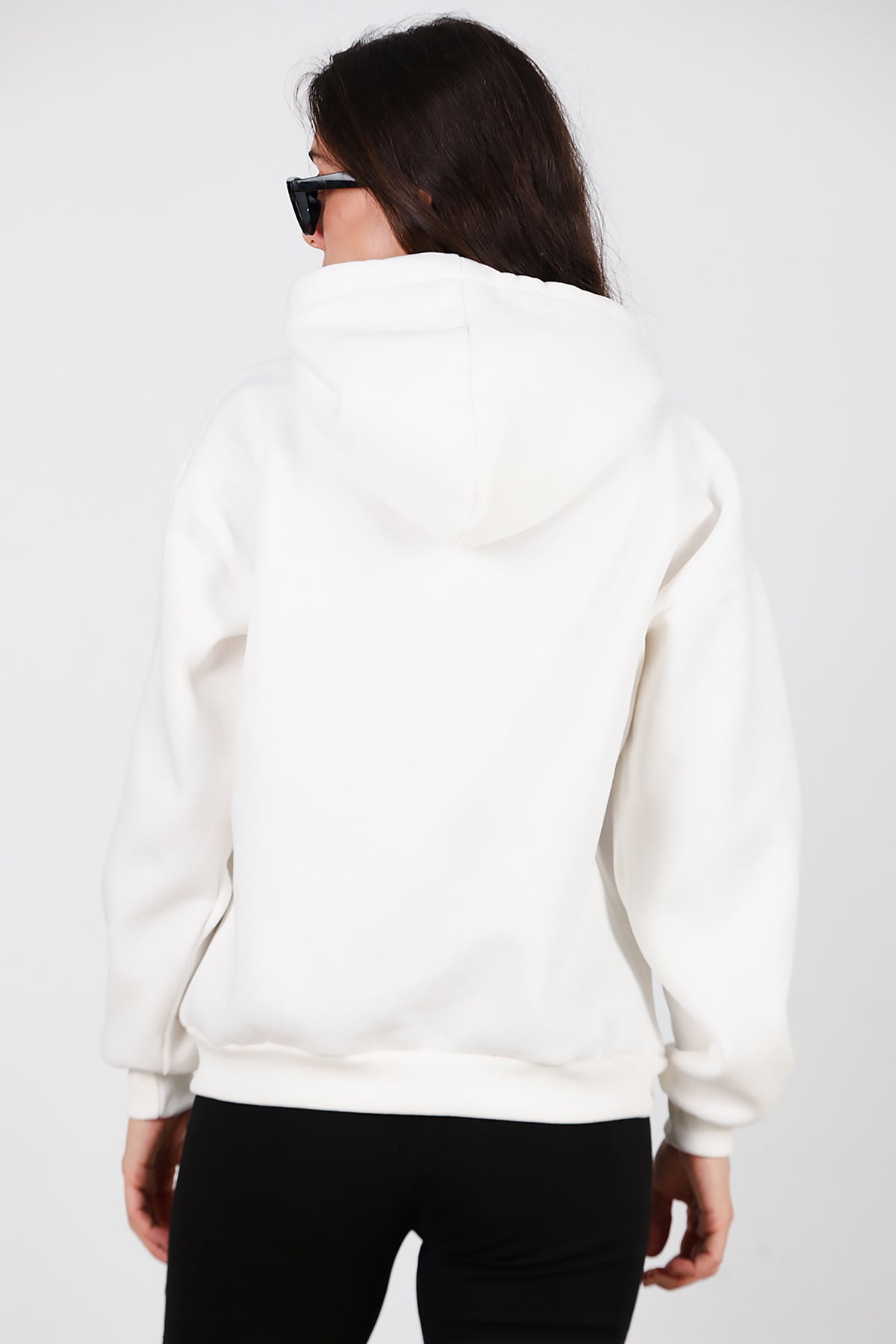 Kadın Kapşonlu Sweat Ekru