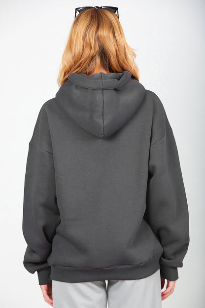 Kadın Kapşonlu Sweat Füme