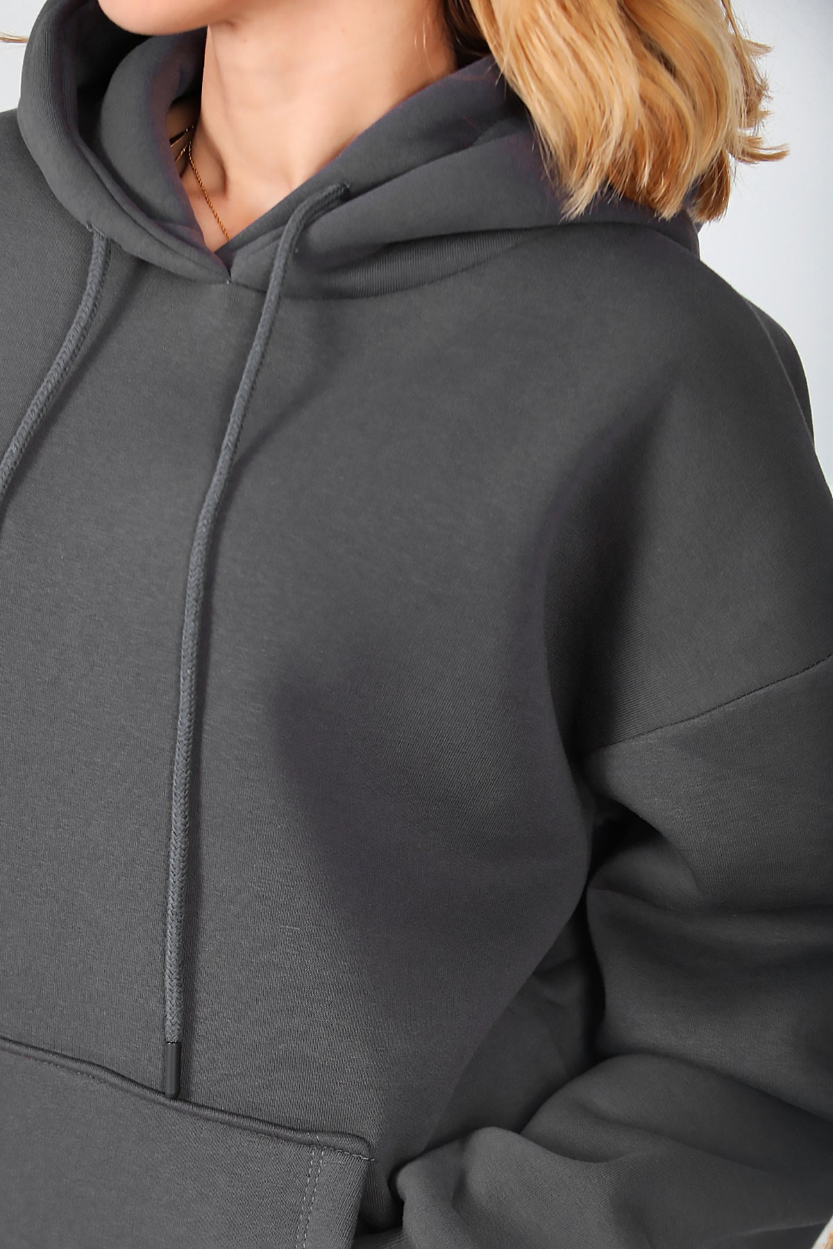 Kadın Kapşonlu Sweat Füme