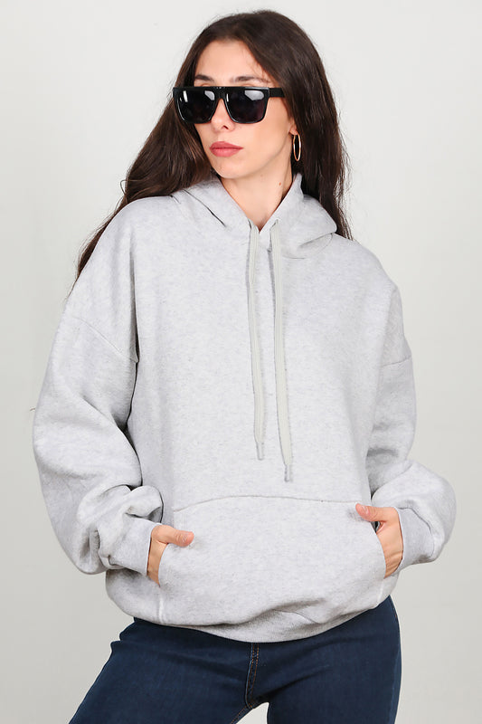 Kadın Kapşonlu Sweat Gri