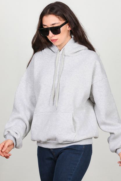 Kadın Kapşonlu Sweat Gri