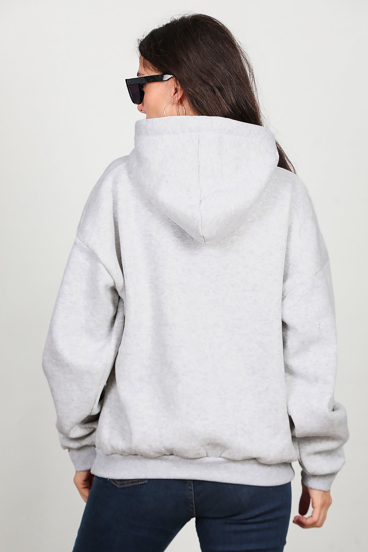 Kadın Kapşonlu Sweat Gri