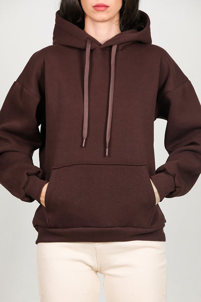 Kadın Kapşonlu Sweat Kahverengi