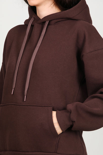 Kadın Kapşonlu Sweat Kahverengi