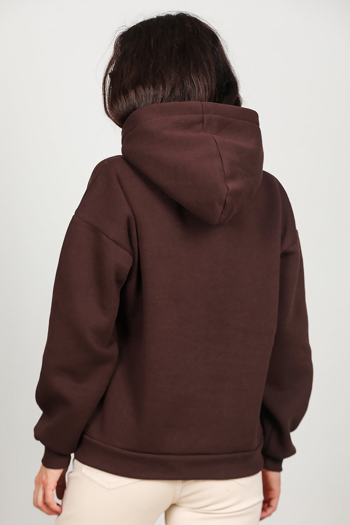 Kadın Kapşonlu Sweat Kahverengi