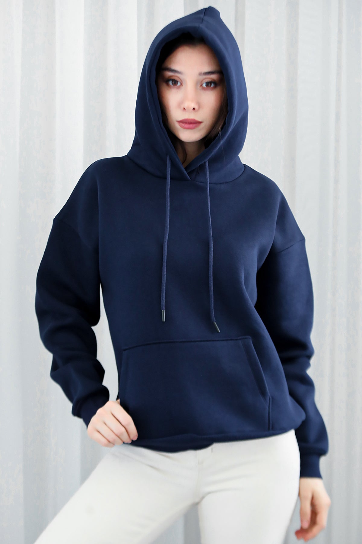 Kadın Kapşonlu Sweat Lacivert