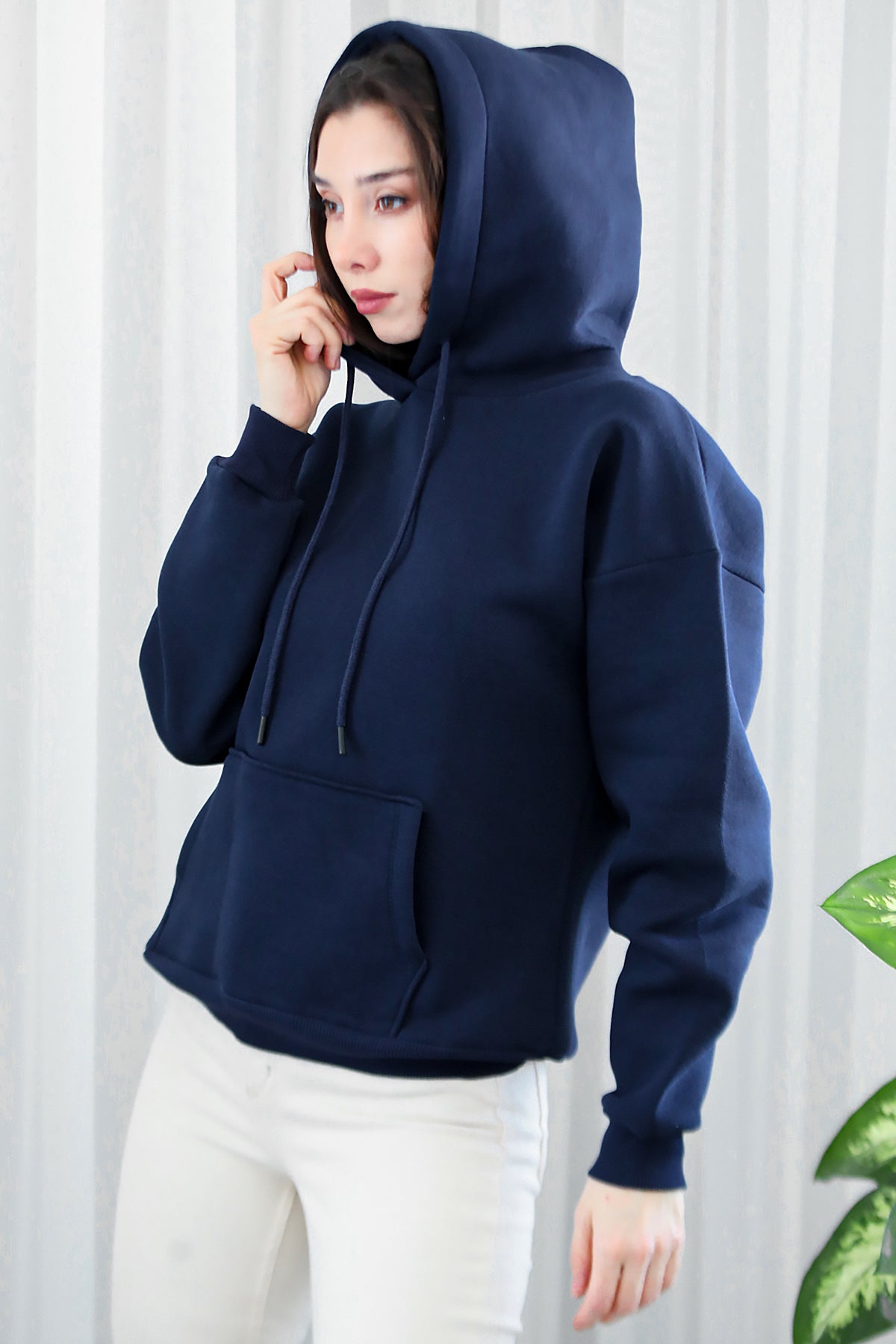 Kadın Kapşonlu Sweat Lacivert
