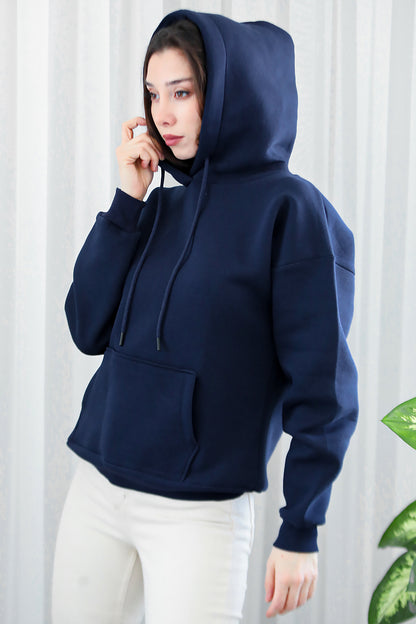 Kadın Kapşonlu Sweat Lacivert