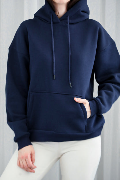 Kadın Kapşonlu Sweat Lacivert
