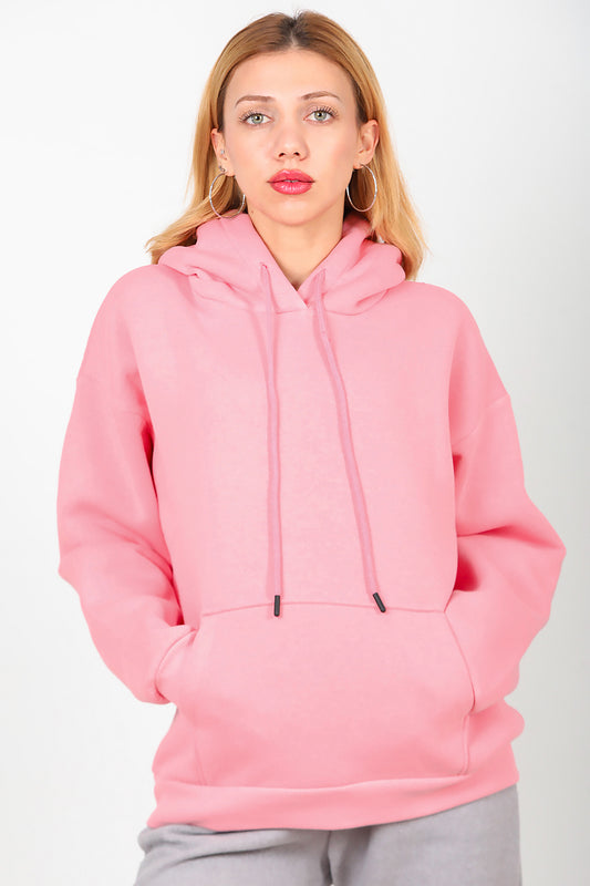 Kadın Kapşonlu Sweat Pembe