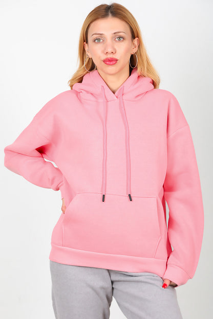 Kadın Kapşonlu Sweat Pembe