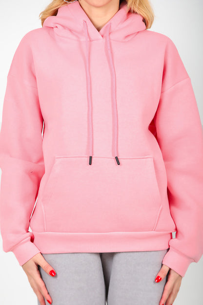 Kadın Kapşonlu Sweat Pembe