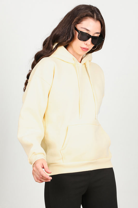 Kadın Kapşonlu Sweat Sarı