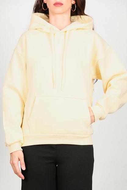 Kadın Kapşonlu Sweat Sarı