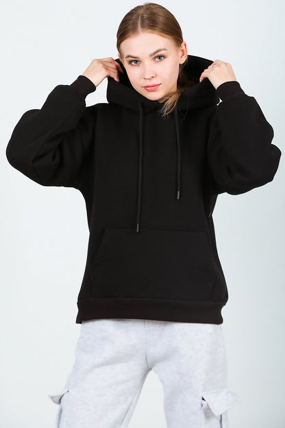 Kadın Kapşonlu Sweat Siyah