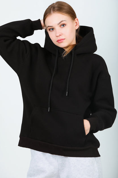 Kadın Kapşonlu Sweat Siyah