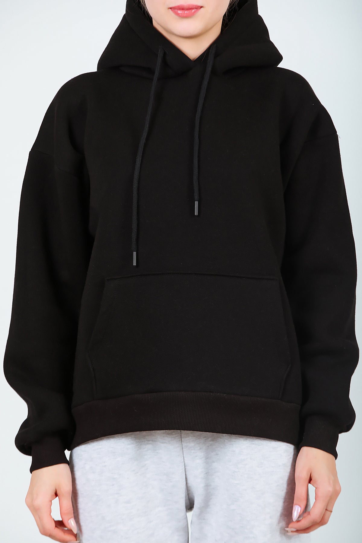 Kadın Kapşonlu Sweat Siyah