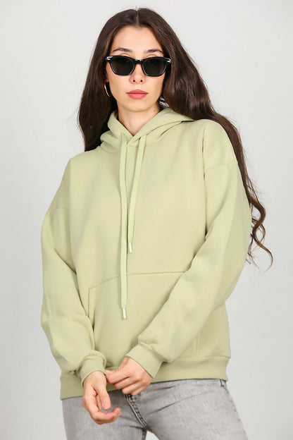 Kadın Kapşonlu Sweat Yeşil