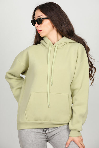 Kadın Kapşonlu Sweat Yeşil