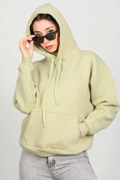 Kadın Kapşonlu Sweat Yeşil