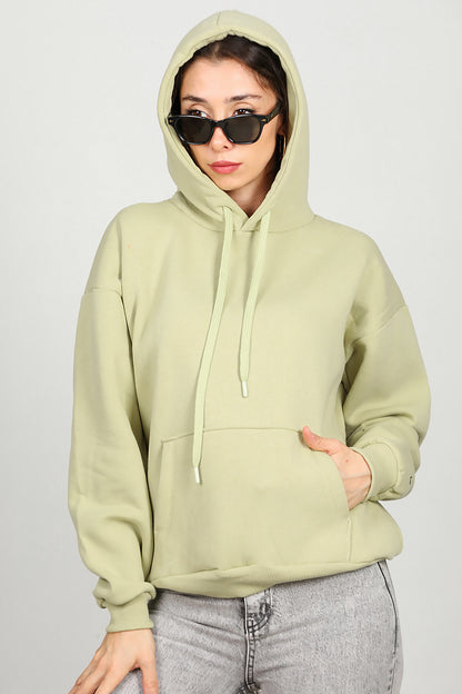 Kadın Kapşonlu Sweat Yeşil