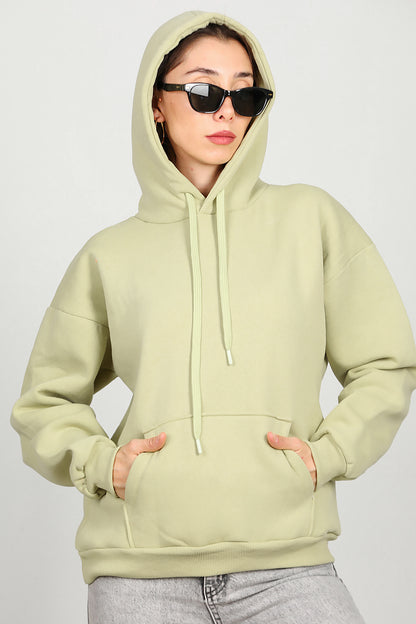 Kadın Kapşonlu Sweat Yeşil