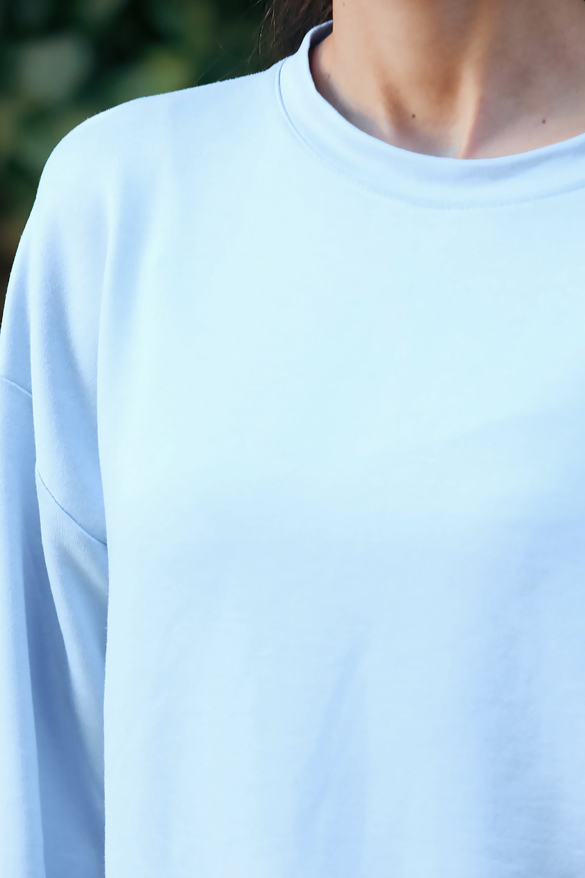 Kadın Oversize Bisiklet Yaka Sweat  Mavi