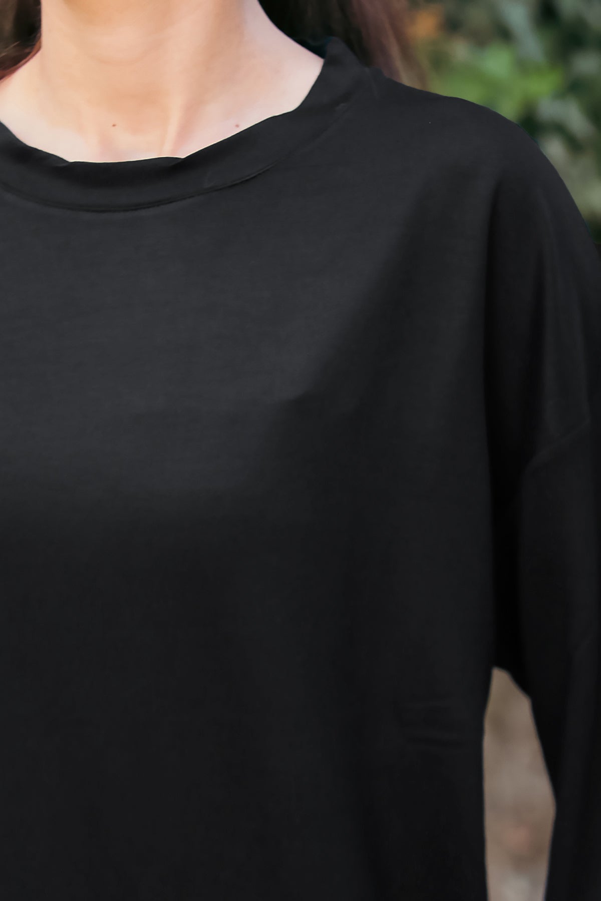 Kadın Oversize Bisiklet Yaka Sweat Siyah
