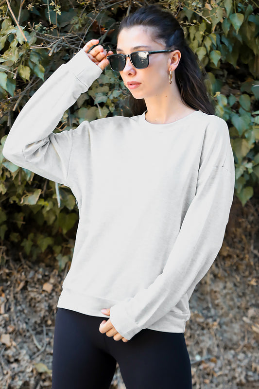 Kadın Oversize Bisiklet Yaka Sweat Taş