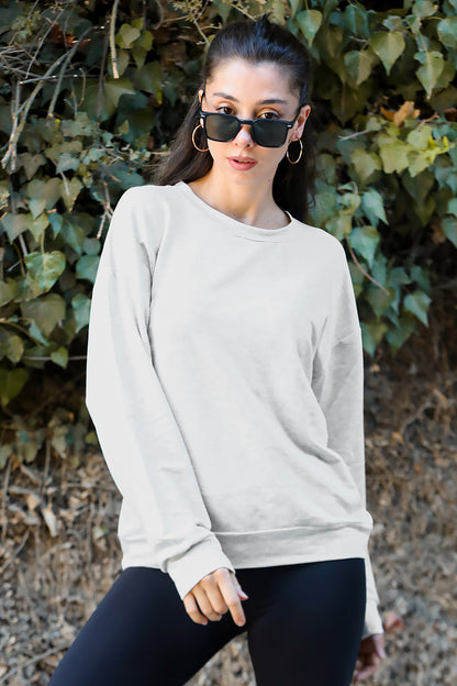 Kadın Oversize Bisiklet Yaka Sweat Taş