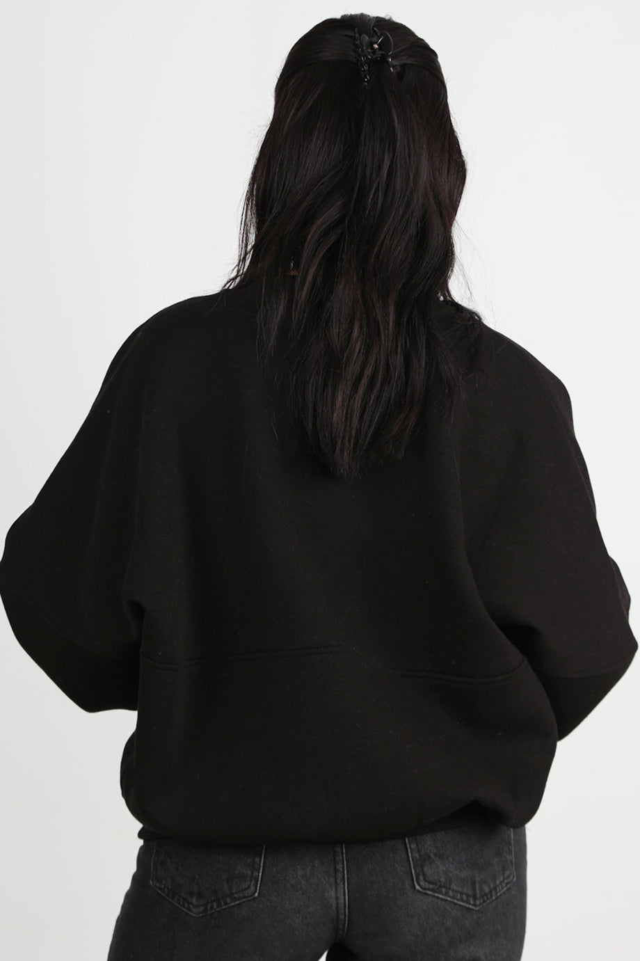 Zipperon Kadın Önü Fermuarlı Parçalı Sweat Siyah