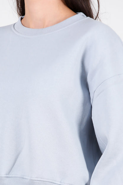 Kadın Oversize Bisiklet Yaka Sweat Mavi