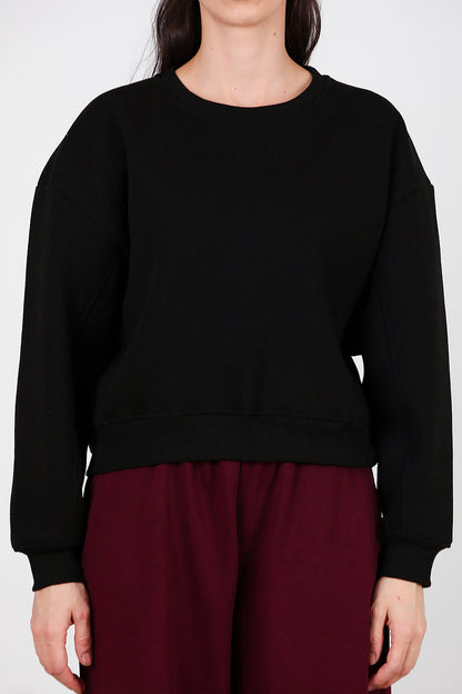 Kadın Oversize Bisiklet Yaka Sweat Siyah