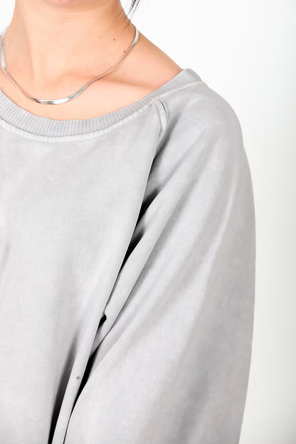 Kadın Reglon Kol Oversize  Bisiklet Yaka Sweat Gri