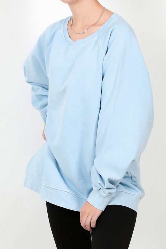 Kadın Reglon Kol Oversize Bisiklet Yaka Sweat Mavi